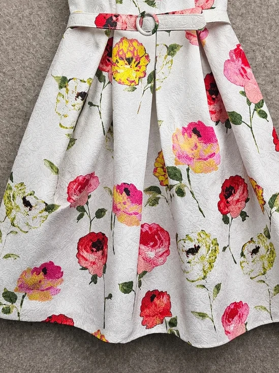 Danny & Nicole Floral Fit & Flare Dress – Sleeveless Belted - Picture 5 of 8